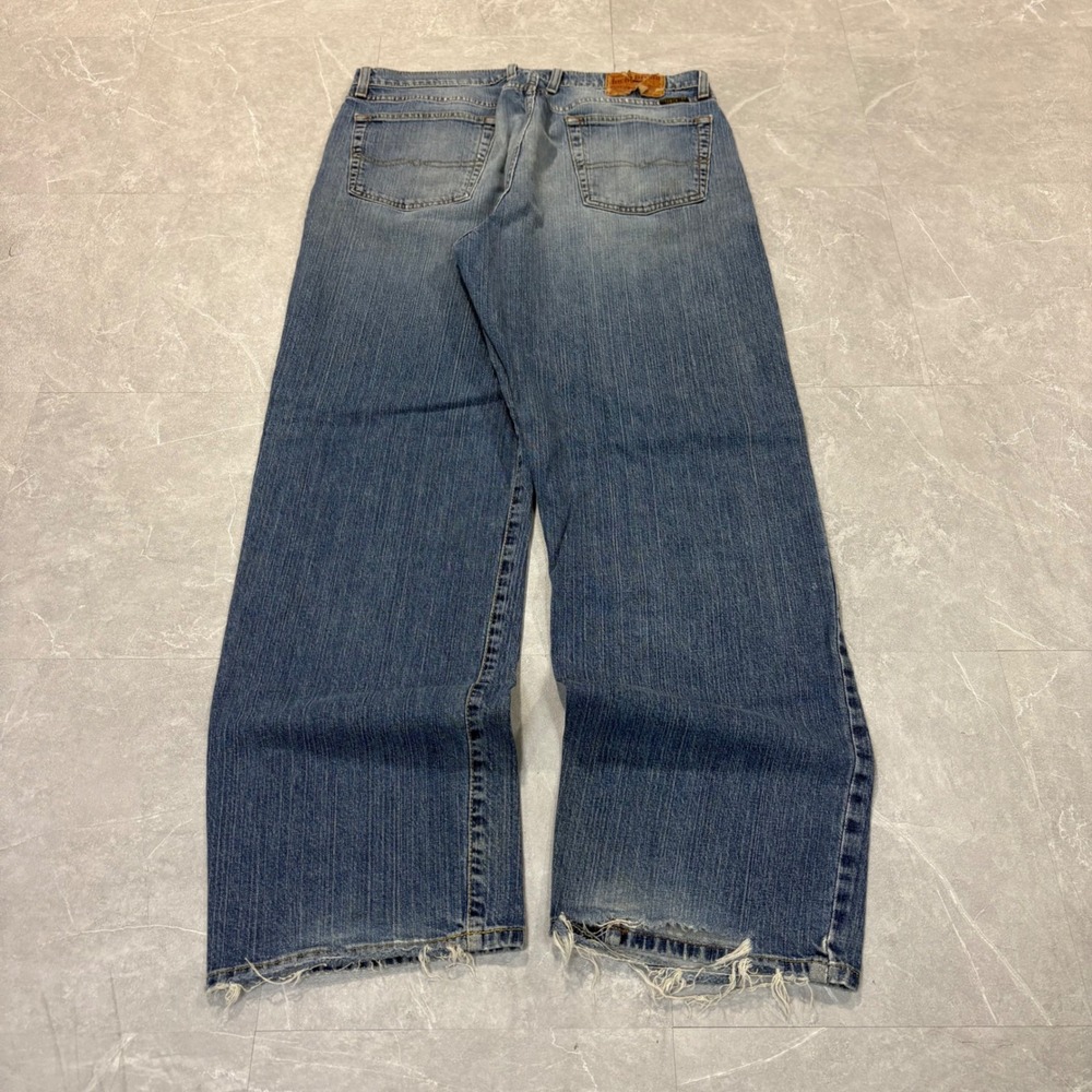 Lucky Brand Easy Rider Mens Blue Medium Wash Relaxed Wide Leg Jeans Size 36
